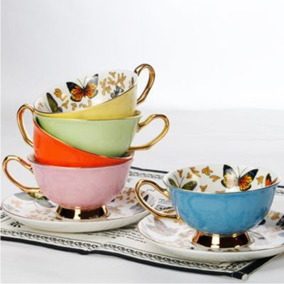 【CW】⊙₪✕  cups High-quality Teacup   Saucer Set British Afternoon time Cup Office Drinkware