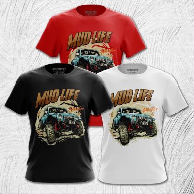 New Fashionshirt jeep off road jeep mud life tshirt 100% cotton mens short sleeve 3 color options 2023
