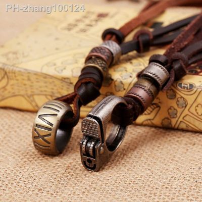 Vintage Steampunk Accessories Roman Number and Lighter Necklace Genuine Leather Pendent Jewelry Chain For Men and Women LKN0041
