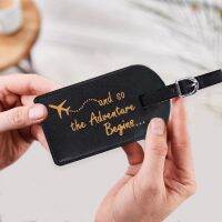 【DT】 hot  And So The Adventure Begins Women Men Leather Luggage Tag Suitcase Identifier Label Baggage Boarding Bag Tag Travel Accessorie