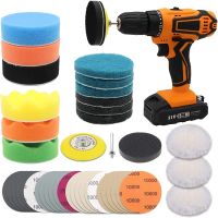 41 Pcs 3 Inch Car Headlight Restoration Kit Sanding Discs with Backing Pad Scouring Pads Wool Buffing Sponge Polishing Pads