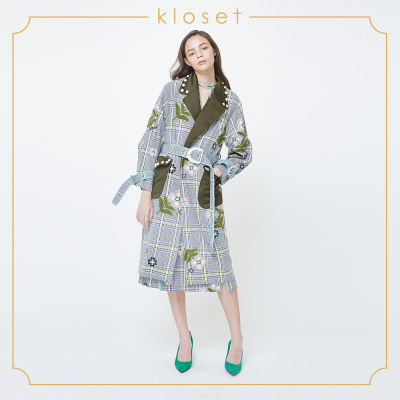 Kloset Embroidered Trench Coat (SH18-T013)เสื้อผ้าผู้หญิง เสื้อผ้าแฟชั่น เสื้อแฟชั่น เสื้อโค้ทแฟชั่น เสื้อปักลาย
