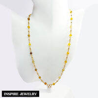 Inspire Jewelry ,สร้อยคอหินเกร็ดมังกร ตัวสร้อย หุ้มทองแท้ 24K ขนาด 24 นิ้ว (Thai Quality)  เป็นหินที่ช่วยเสริมสร้างความสงบสุข ความร่ำรวย เงินทอง