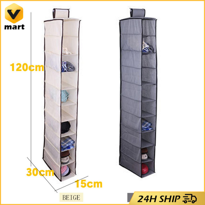 10 Layers Non Woven Hat Storage Hanging Bag Vertical Wardrobe Caps Shoes  Underwear Organizer Dust Proof Finishing Hanging Bag