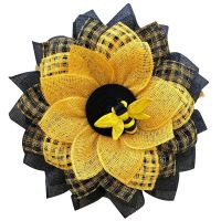 Sunflower Hanging Wall Decor Bee Honey Artificial Decorations Bee Wreath for Front Door