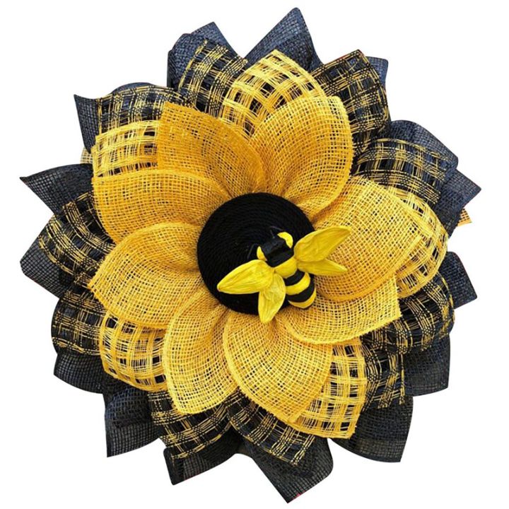 sunflower-hanging-wall-decor-bee-honey-artificial-decorations-bee-wreath-for-front-door