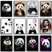 Baby Panda With Bubble Gum โปสเตอร์พิมพ์ Animal Nursery Wall Art Picture Decor บอลลูนสีชมพูน่ารัก Baby Room Decor