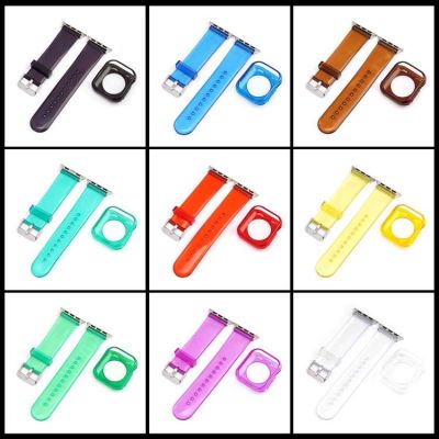 ■✽▧ Casing Jelly Strap for Apple Watch Band 40mm 44mm 45mm for IWatch 38mm 42mm Silicone Watchband Bracelet Apple Watch 4 3 5