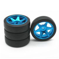 4Pcs Rubber Racing Tire Tyre Metal Wheel Rim for Wltoys 284131 K969 K989 Kyosho Mini-Z 1/28 RC Car Accessories ,Red