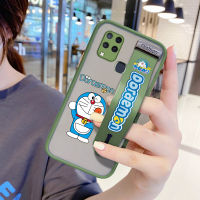 UCUC เคสโทรศัพท์เคสสำหรับ Infinix Hot 10S NFC (สายรัดข้อมือ) กันกระแทก Frosted กลับการ์ตูน Doraemon UCUC เคสโทรศัพท์เคสสำหรับสาวนุ่มขอบฝาครอบเลนส์ป้องกันเลนส์โทรศัพท์บางเฉียบเคสโทรศัพท์