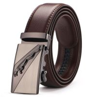 Mens Leather Belt Brown Automatic Buckle Plus Size Waist Strap Business Male Cintos High Quality