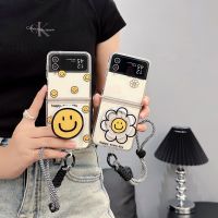 เคสชาร์จไร้สายใสสำหรับ Samsung Galaxy Z Z เคส Flip3 Flip4 5 Flip5เคสที่ใส่รูปใบหน้ายิ้มน่ารักสำหรับ Samsung ZFlip5 Z Flip5 Flip4 Flip3เคสป้องกันเคสโทรศัพท์ป้องกันแบบรวมทุกชิ้นสายคล้องแบบมีเคสโทรศัพท์ป้องกันการกระแทกสำหรับ Flip5 Z