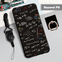 เคสซิลิโคนนิ่มสำหรับ Huawei Ascend P8เคสโทรศัพท์กล่องคลุมทั้งหมดพิมพ์ลายป้องกันการตกกันรอยขีดข่วนฝามีที่ถือวงแหวนและเชือกโทรศัพท์