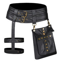 Black PU Leather Steampunk Handbag Gothic Rock Waist Pack Vintage Punk Shoulder Messenger Bag