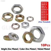 ☃ 10pc M7 M8 M9 M10 M12 M14 M16 Metric Fine Thread Thin Hexagon Nut Hex Half Lock Nut Hex jam Nut DIN439 Zinc Plated Nickel Plated