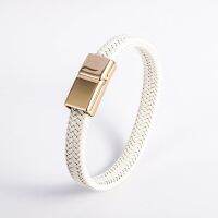 【hot】❣☇  Classic Hand Woven Ply Leather Magnetic Clasp High-End Mens Jewelry Birthday