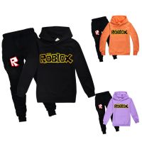 RO BLOXS Hoodie Jogger เด็กหญิงเด็กชายชุดเสื้อผ้าเด็กแขนยาวเด็กผู้หญิงฤดูใบไม้ผลิและฤดูใบไม้ร่วง Hoody Joggers ผ้าฝ้าย + โพลีเอสเตอร์เลสเจอร์ลำลอง0000