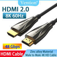 Vention สาย2.0 HDMI 4K 60Hz ALA HDMI ตัวผู้ไปเป็นไฟเบอร์อุปกรณ์กล้อง GoPro สังกะสีตัวผู้สายหุ่นอัลลอยสีดำความเร็วสูงพิเศษ HDR EARC