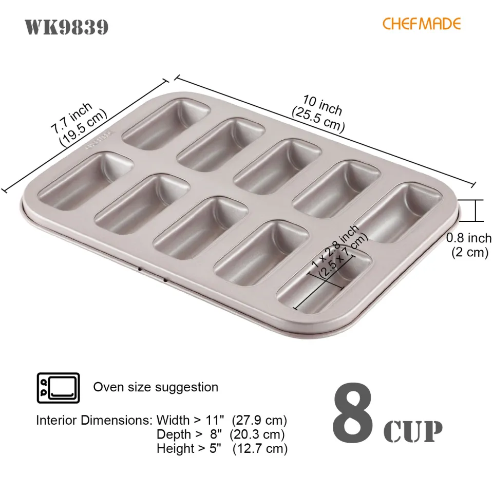 CHEFMADE Mini Rectangular Loaf Pan Set 4pcs 4-Inch Non-Stick Carbon Steel Bread Pan FDA Approved for Oven Baking (Champagne Gold)