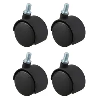 Plastic Swivel Caster 8mm Screw Stem 1.5-inch Dia Wheel 4 Pcs Black