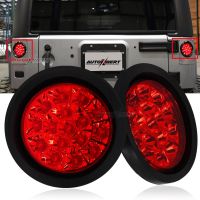 2 Buah Lampu Ekor Merah LED Bulat Lampu Belakang Kabut Belakang Peringatan Rem Belakang untuk Truk Trailer Jeep SUV RV Karavan Pickup VAN Bus