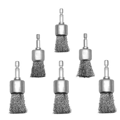 1Set Wire Brush Wheel Silver New for Drill 1-Inch Crimped End Wire Brushes 1/4Inch Hex for Paint-Surface and Small Spaces