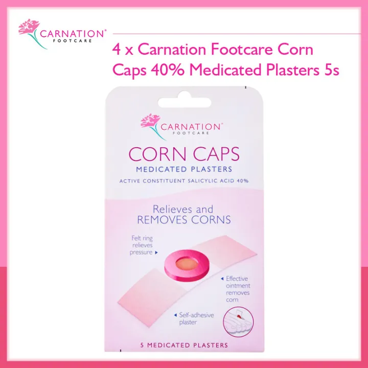 4 x Carnation Footcare Corn Caps 40 Medicated Plasters 5s Lazada