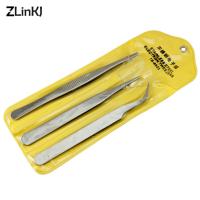 On Sale 3 Pcs Stainless Steel Assembly Repair Precision Set Tool Electronic Tweezers