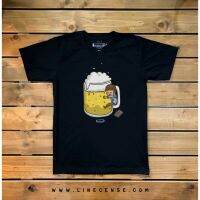 ผ้าฝ้ายแท้ระบายอากาศได้Black T-shirt " Beer " เสื้อยืดคุณภาพสีดำ ลายเบียร์ Premium cotton100 compS-5XL  ZYNL