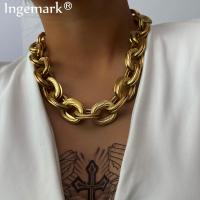 Ingemark Punk Miami Curb Cuban Chain Necklace Women Collares Rock Hip Hop Big Chunky Thick Choker Necklace Steampunk Men Jewelry Fashion Chain Necklac