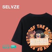 SELVZE แฟชั่นเกาหลีพิมพ์ผ้าฝ้ายแขนสั้นคอกลมผู้หญิงเสื้อยืด