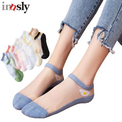 Summer Ultrathin Women Socks Transparent Silk Korean Style Small Daisies Low Tube Ankle Socks