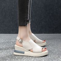 [NEW EXPRESS] Platform Wedge Closed Toe Sandals Women 39;s 2022 Summer Casual High Heel Fish Shoes of Women Soft Height Increase Sneaker Slippers