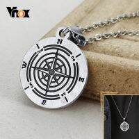 Vnox Design Stylish Compass Necklaces for Men Matte Stainless Steel Metal Pendant with 24 quot; Chain Punk Gothic Neck Jewelry