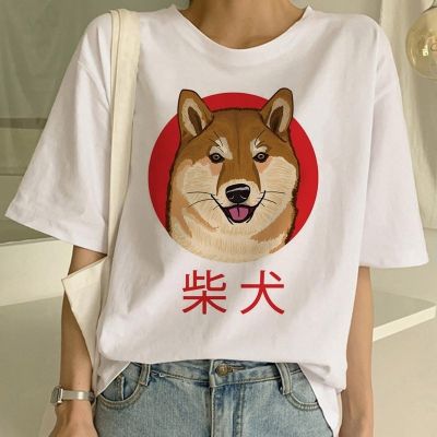 Shiba Inu T Shirt For Women Animal Print Korean Clothes Ulzzang T Shirt Women T Shirts 100% Cotton Gildan