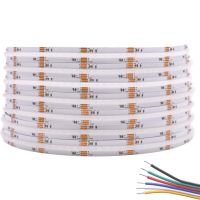 หลอดไฟแถบ LED COB CCT RGB RGBW Rgbct ความหนาแน่นสูงแบบยืดหยุ่นได้สูงเส้นริบบิ้นเทป LED หรี่แสงได้ FOB DC 24V 5M/ม้วน