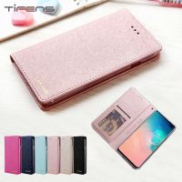 Silk Pattern Leather Case For Samsung Galaxy S22 S21 S20 FE S10 S9 S8 Ultra 5G Note 10 Plus 9 8 Flip Wallet Magnetic Cover Coque