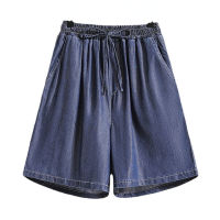 【มีไซส์ใหญ่】Plus Size M-4XL Womens Casual Wide Leg ,Shorts Elastic Waist Solid Color Simple Summer Shorts