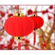 Combo 10 đèn lồng trang trí tết 2021 đỏ bọc vải nhung đẹp