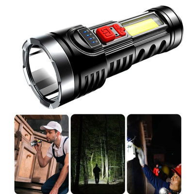 GREGORY- ไฟฉาย โคมไฟแบบพกพาขนาดเล็กพร้อมแบตเตอรี่ในตัว แบบชาร์จ USB ซัง LED ไฟฉาย ไฟฉาย Flashlight Mini Portable Lamp With Built in Battery USB Rechargeable COB LED Flashlight Torch light