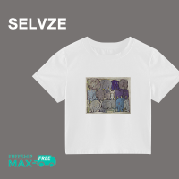 SELVZE ฉบับภาษาเกาหลีของเสื้อยืดสั้นลายการ์ตูนเด็กผู้หญิงน่ารักสำหรับผู้หญิง