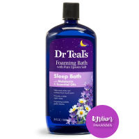 Dr Teals Melatonin &amp; Essential Oils Sleep Foaming Bath Soaks - Dr. teals 34 fl oz 1000 mL อาบน้ำสำหรับตีฟองในอ่าง กลิ่นลาเวนเดอร์