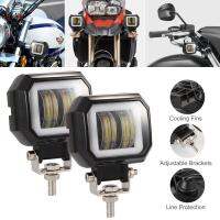 MovFlax 2Pcs 40W 8000LM 3นิ้วกันน้ำ LED Angel Eyes Light Bar Spot Light รถจักรยานยนต์ Offroad รถเรือ Led Work Light