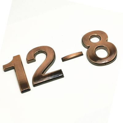 【LZ】☢  10cm Modern Red copper bronze  Door Plaque House Number Hotel Door Address Digits Sticker Plate Sign ABS plastic