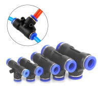 PE-8 3 Way T shaped Tee Pneumatic PE-4 6 8 10 12mm OD Hose Tube Push In Air Gas Fitting Quick Fittings Connector Adapters 5Pcs