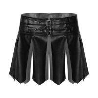 2023 Korean Lingerie Faux Leather Tassel Skirt Adjustable Buckle Zipper Waistband Miniskirt Sexy Cosplay Costume Rave Bar Clubwear