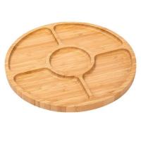 Bamboo Appetizer Party Platter Divided Serving Tray with 5 Compartments Round Serving Tray for Party Serving Dishes Eco-Friendly for Vegan Kids Snacks Dried Fruits improved