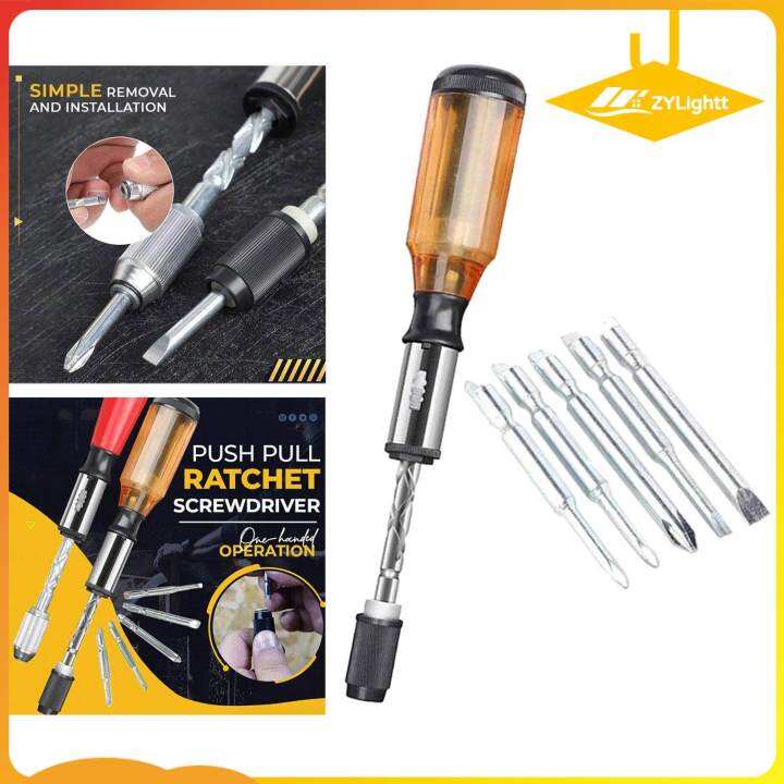 ZYLightt Semiautomatic Rotating Screwdriver Hand Push Pull Ratchet