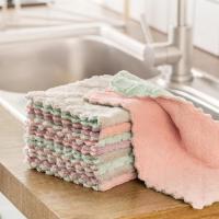 Non-stick Oil Dish Towel Household Lint-free Dish Cloth Absorbent Tablecloth Cleaning Cloth Microfiber Coral Velvet Rag