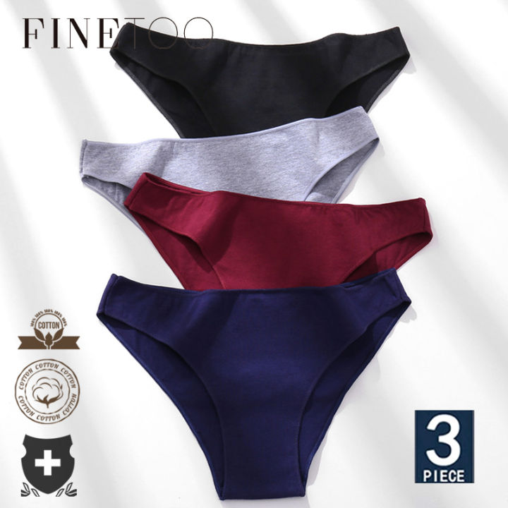 Finetoo M Xxl 3pcs Panties For Women Bikini Briefs Cotton Underwear Lingerie Panties Female